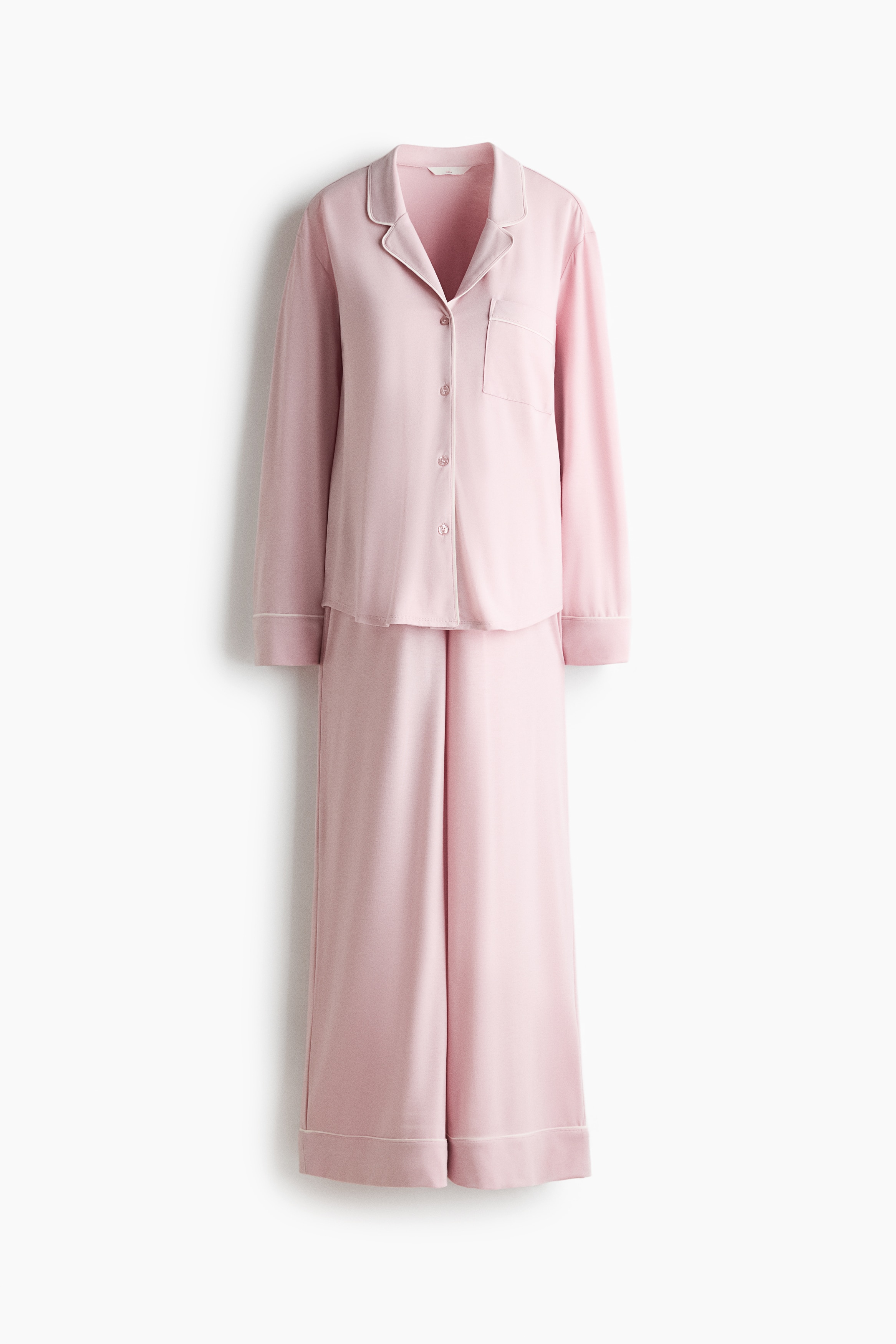 MAMA Piping-detail Pajamas - Light pink/Black