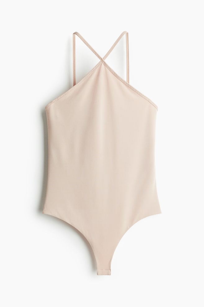 Body tanga en tejido crepé - Rosa empolvado/Marrón - 1