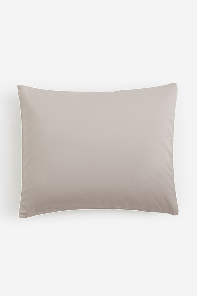 Puuvillasatiininen tyynyliina - Harmaanbeige/Valkoinen - 1