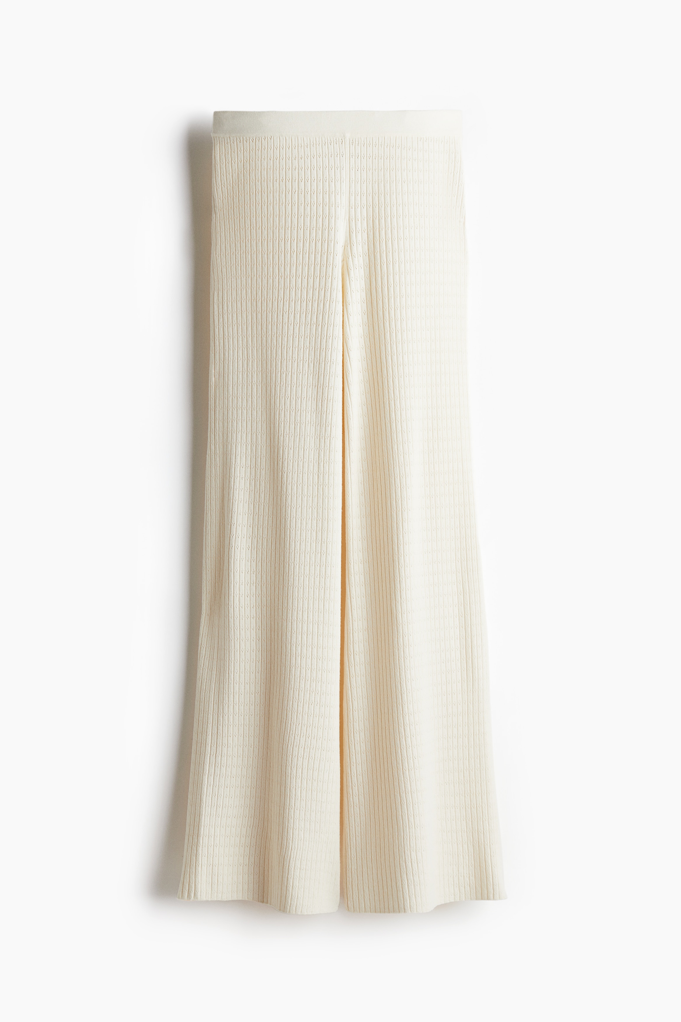 Панталон с ажурна плетка - Кремав/Черен