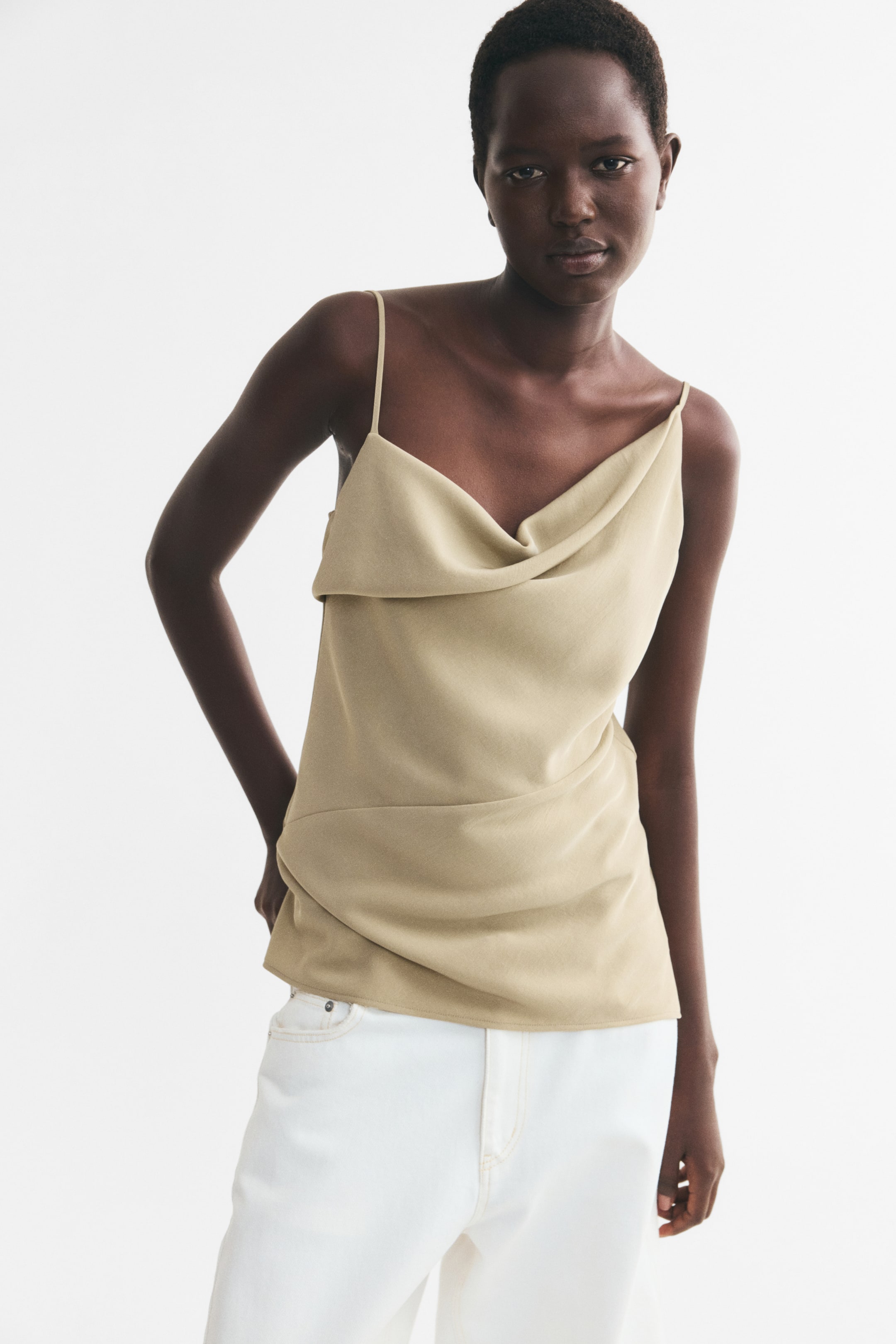 View larger image: Asymmetric Strappy Top - Light khaki green - Ladies | H&M US 1