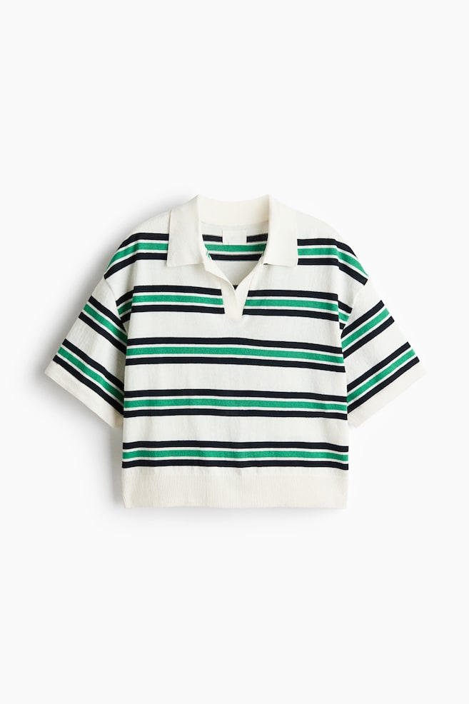 Polo in maglia sottile - Bianco/righe - 1