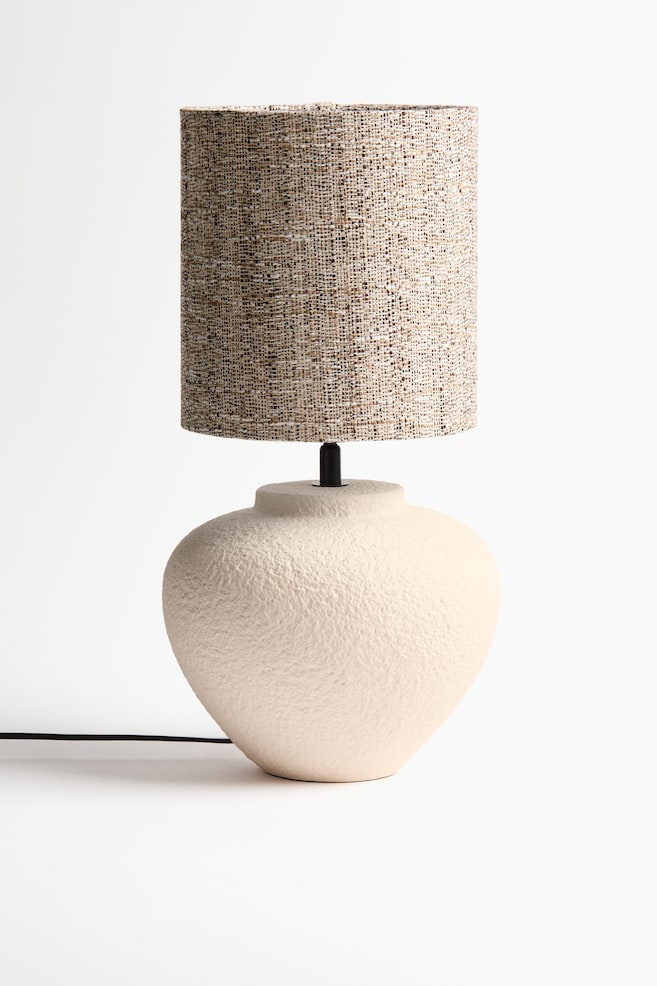 Textured drum lampshade-Beige marl - 2