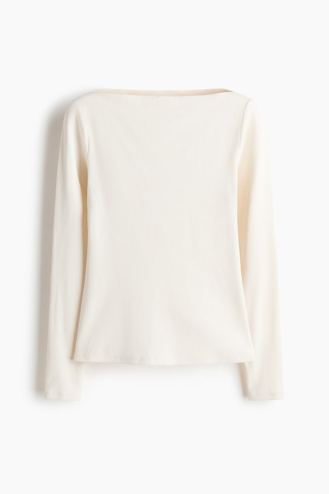 Top a costine con scollo a barca - Bianco/Bordeaux/righe/Blu navy - 1