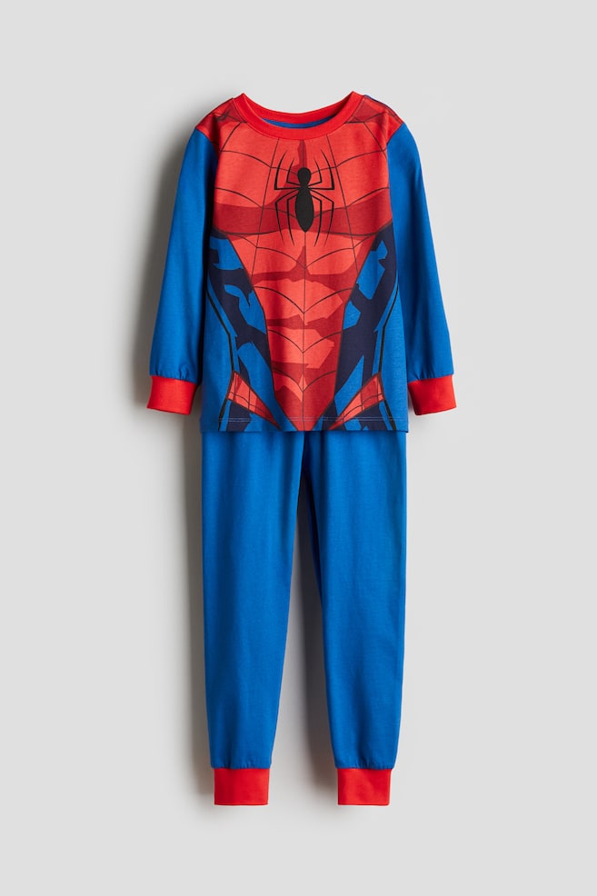 Printed cotton jersey pyjamas - Blue/Spider-Man/Cream/Marvel Comics/Blue/Sonic the Hedgehog/Grey/Sonic the Hedgehog/White/Pokémon/Light green/PAW Patrol/Blue/Pokémon/Light grey/Batman/White/Marvel/Light beige/PAW Patrol/Blue/Spider-Man/Light grey marl/Hot Wheels/White/Spider-Man/Grey marl/Spider-Man/Black/Marvel Comics - 1