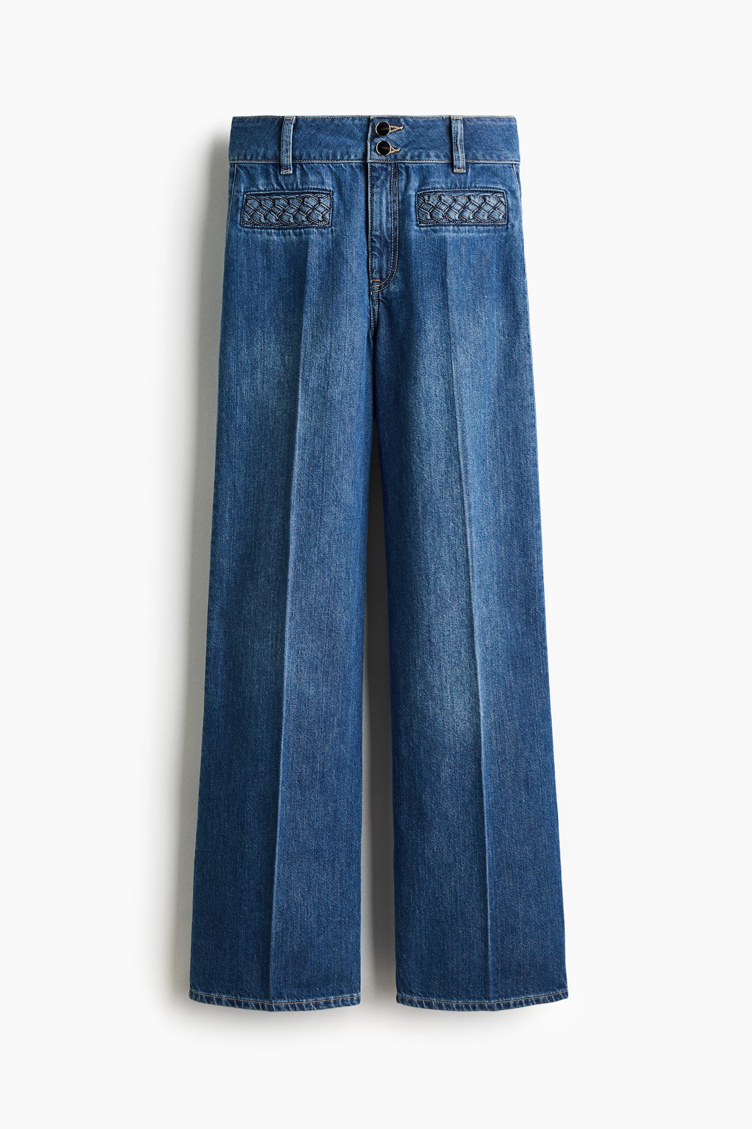 Wide High Jeans - Denimblau/Dunkles Denimblau/Weiß - 2
