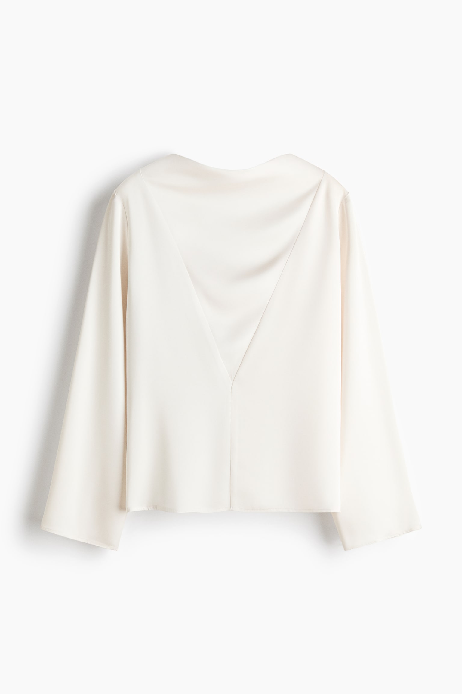 Cowl-Neck Satin Blouse - Ivory - 1