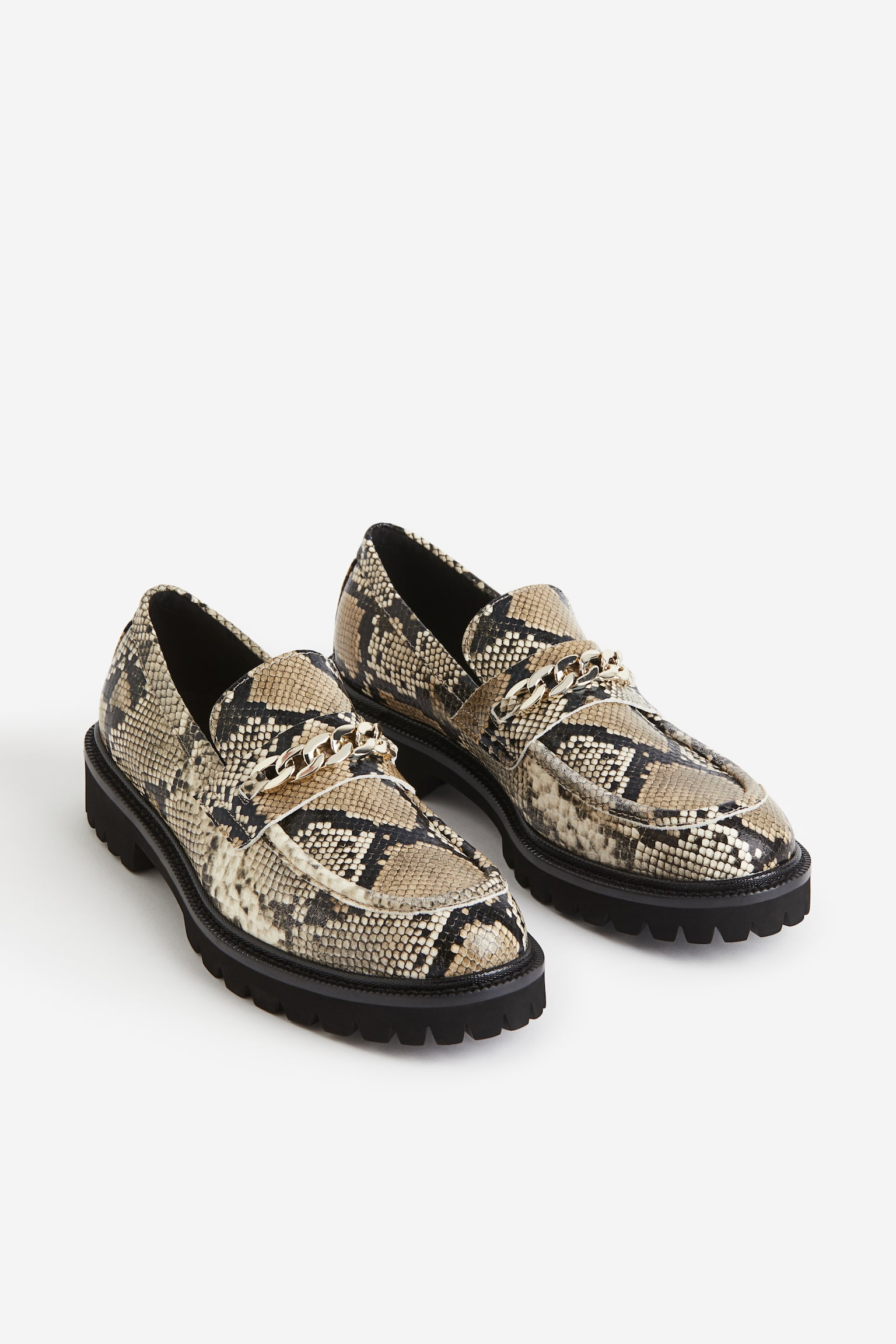 Chunky loafers - Beige/Snakeskin-patterned - 4