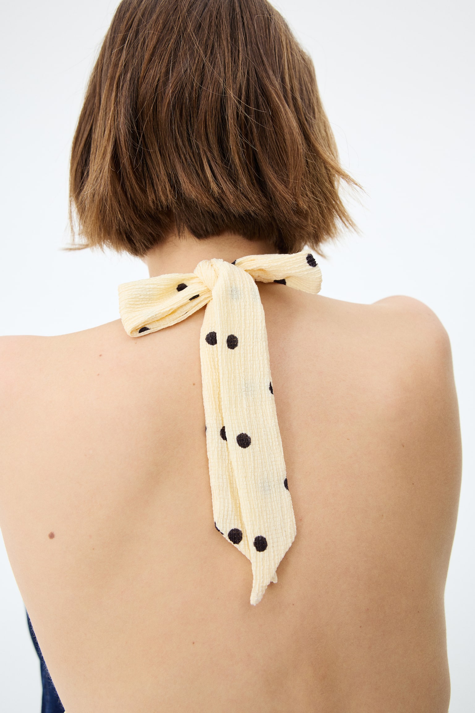 Peplum halterneck top - Pale yellow/Polka dot/White/Polka dot - 4