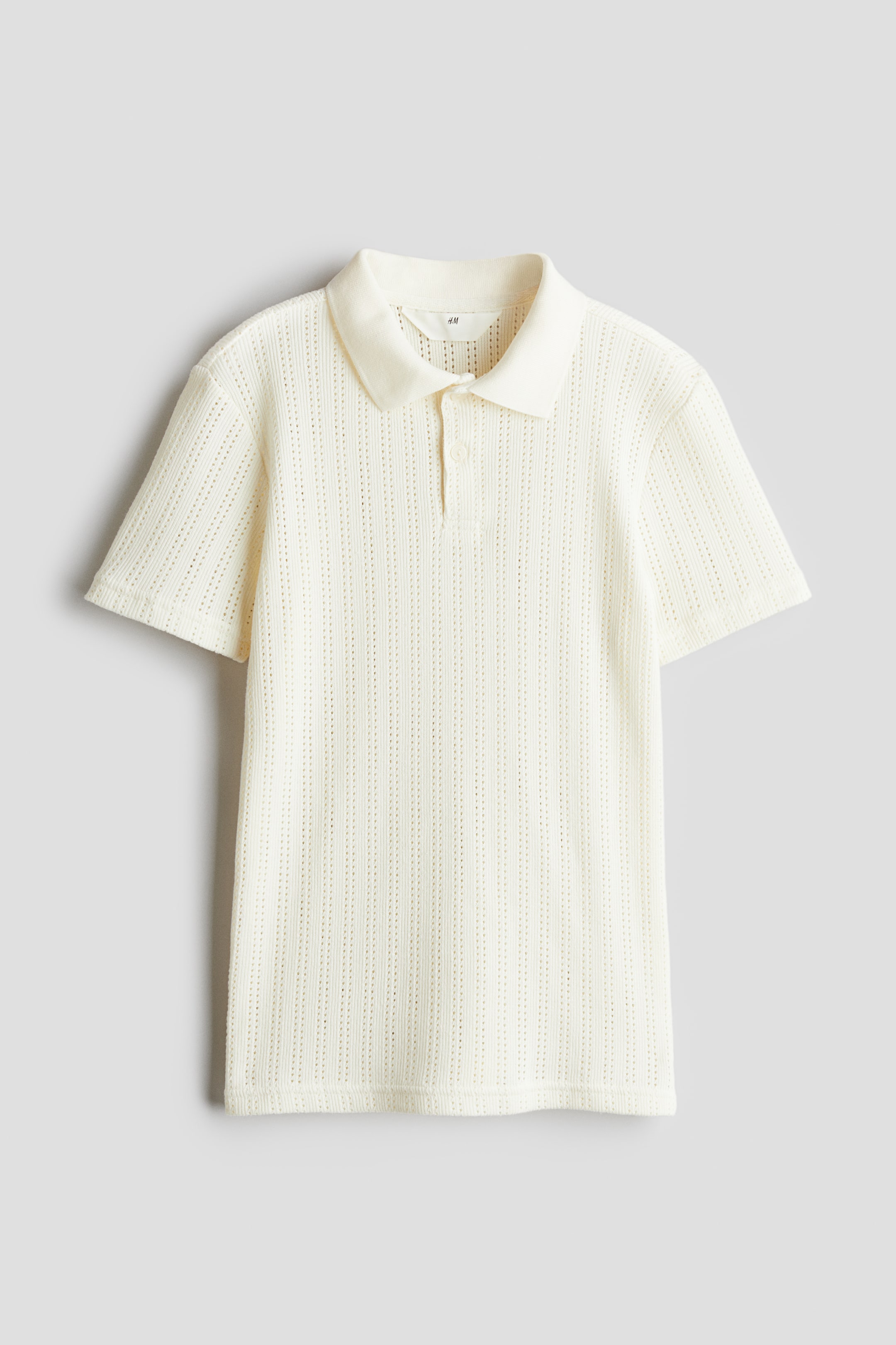 Pointelle-Knit Polo Shirt