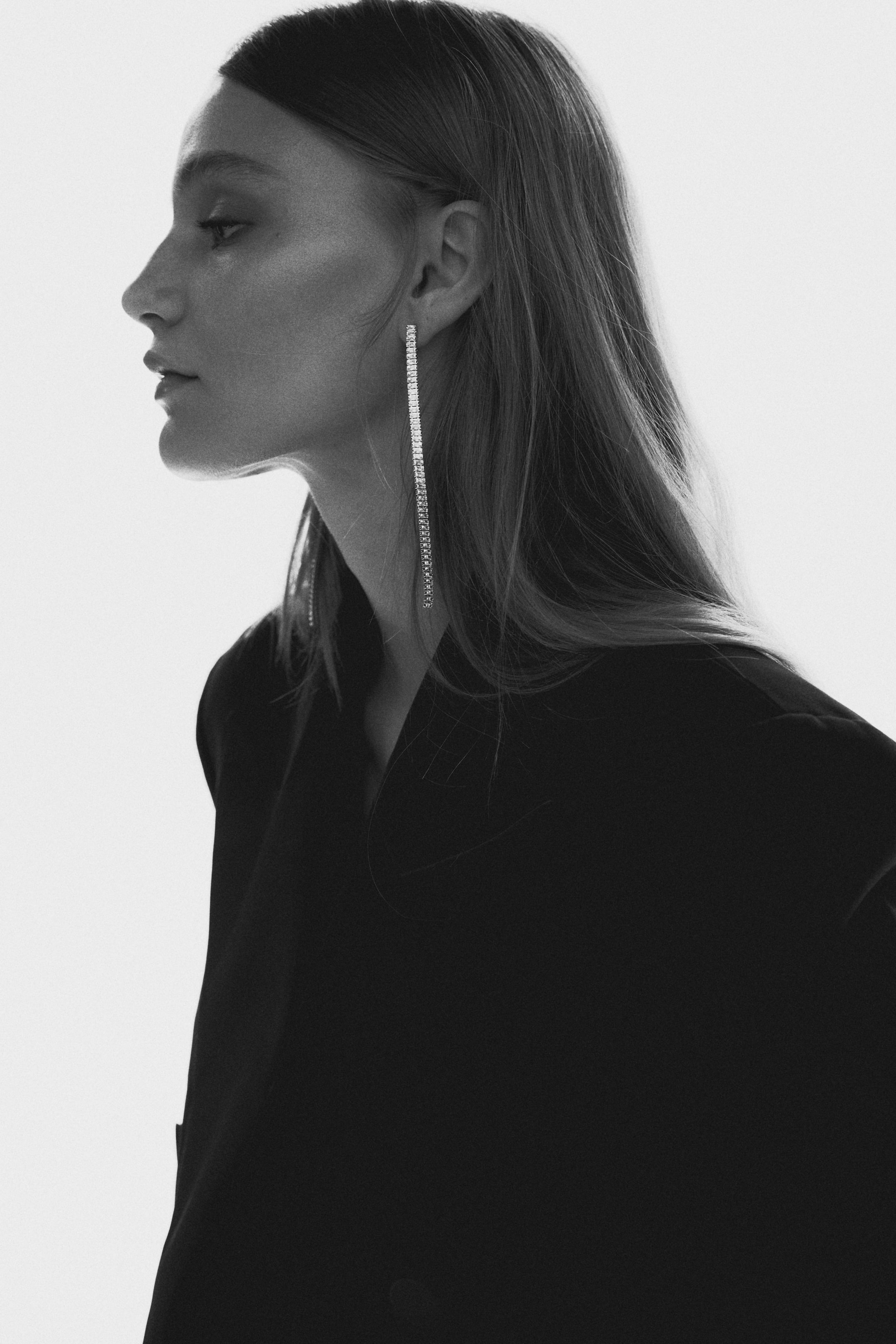 View larger image: Rhinestone-chain earrings - Silver-coloured - Ladies | H&M SG 2