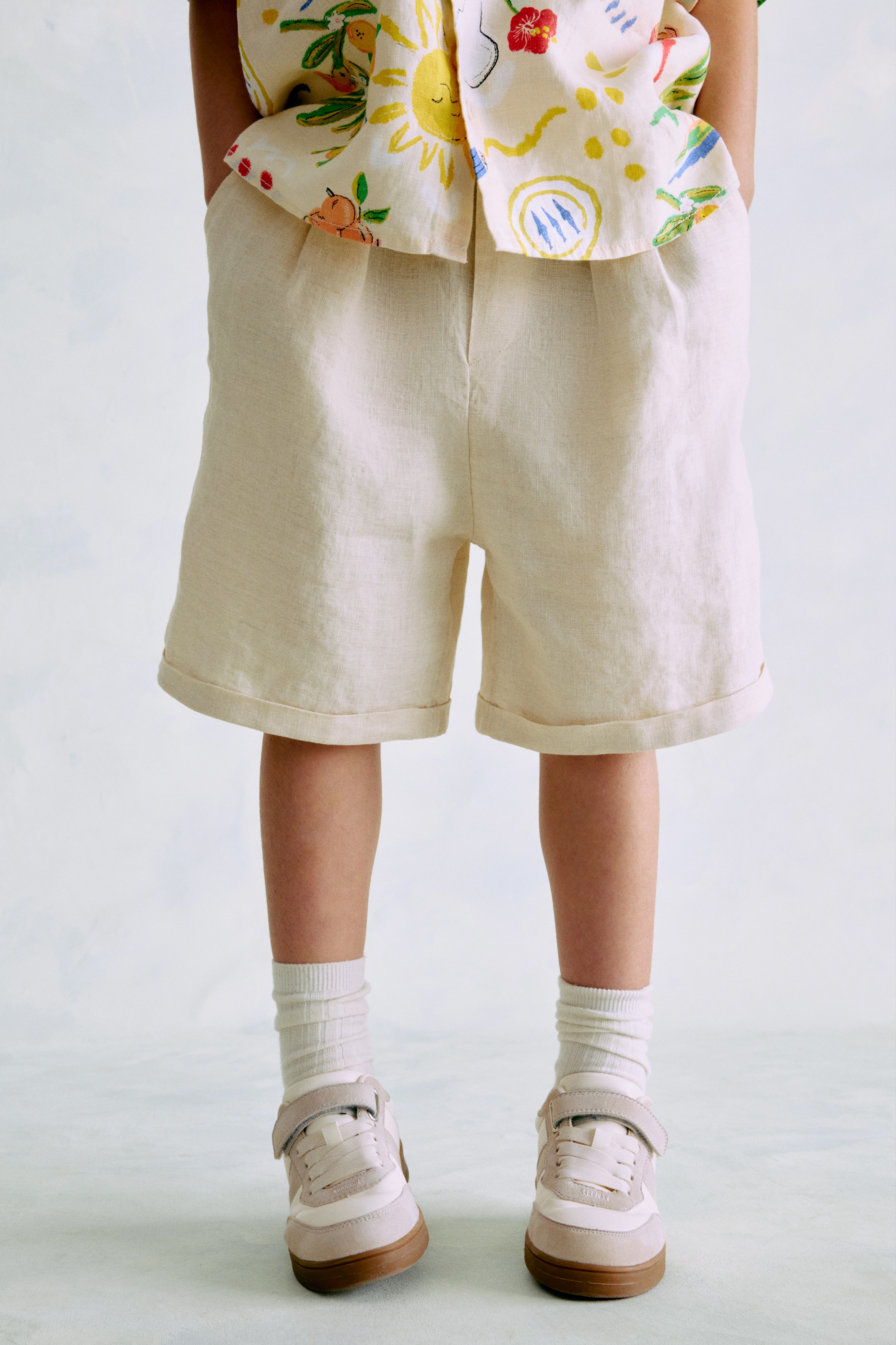 Knee-Length Linen Shorts