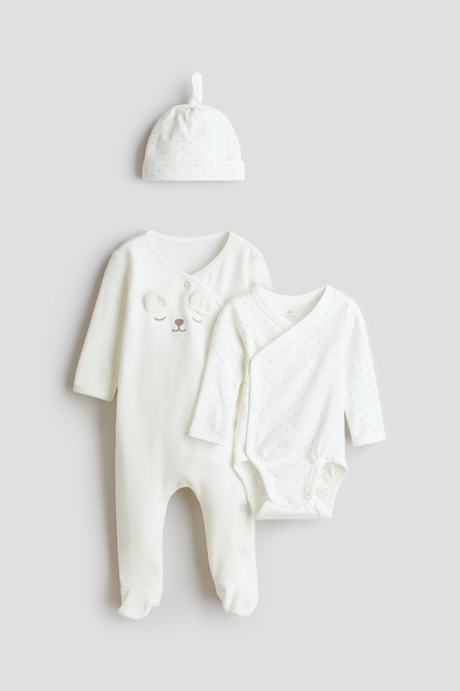 3-piece cotton set - White/Spotted - 1