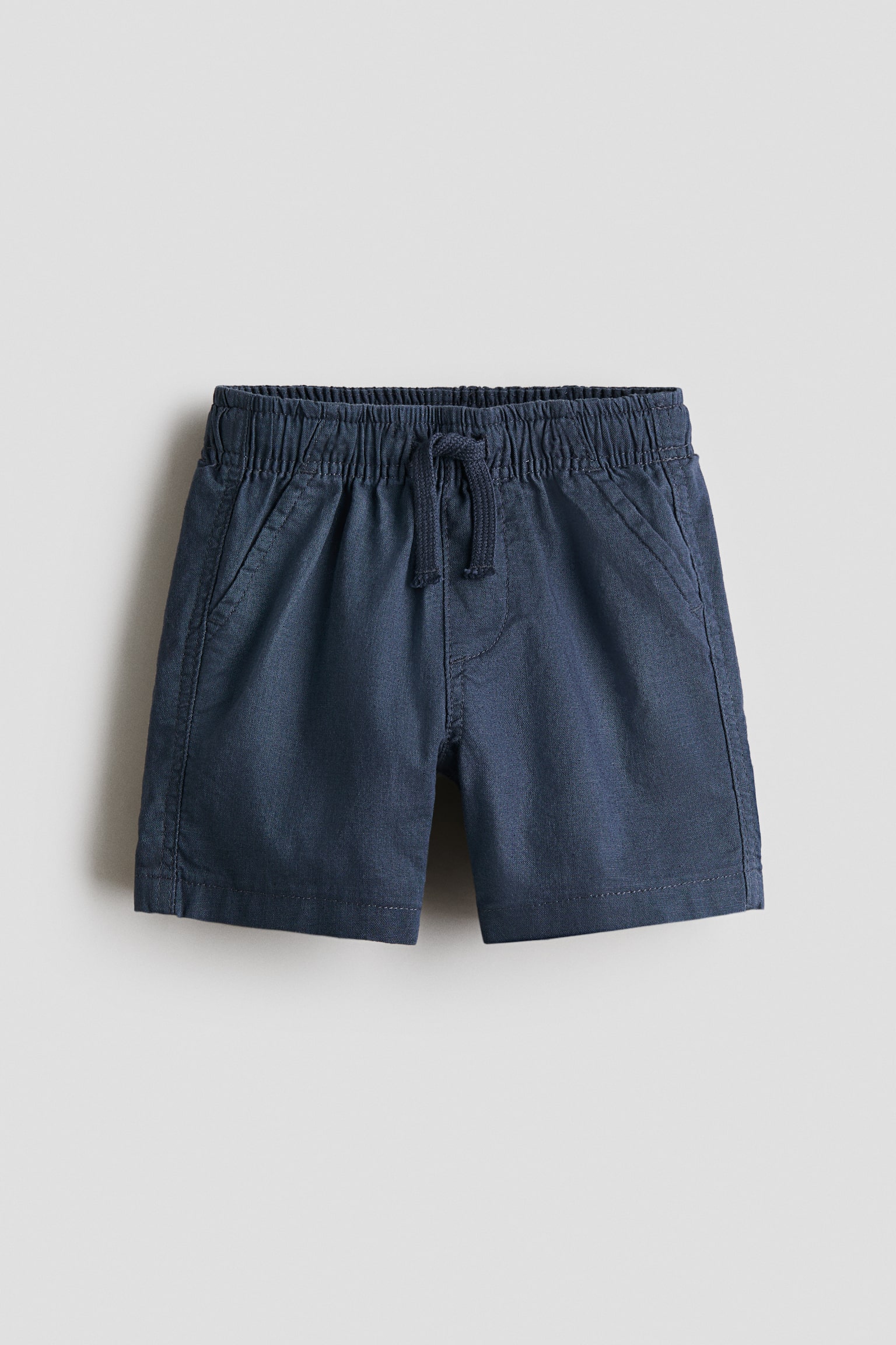 Shorts in misto lino - Blu scuro/Verde kaki chiaro/Beige chiaro/Crema/righe - 1