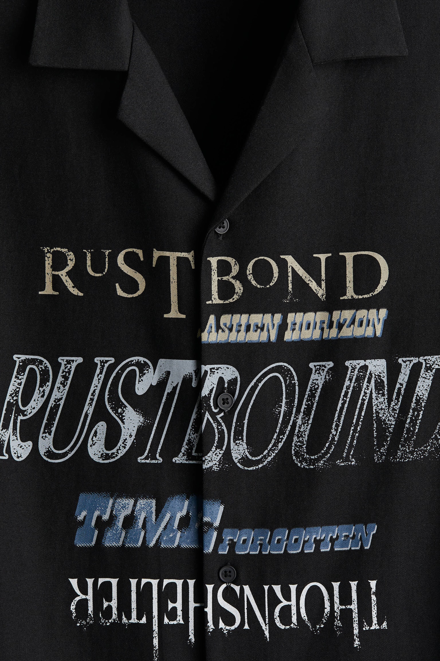寬鬆剪裁休閒襯衫 - 黑色/Rustbound/深紫色/Rustbound/米色/印花 - 3