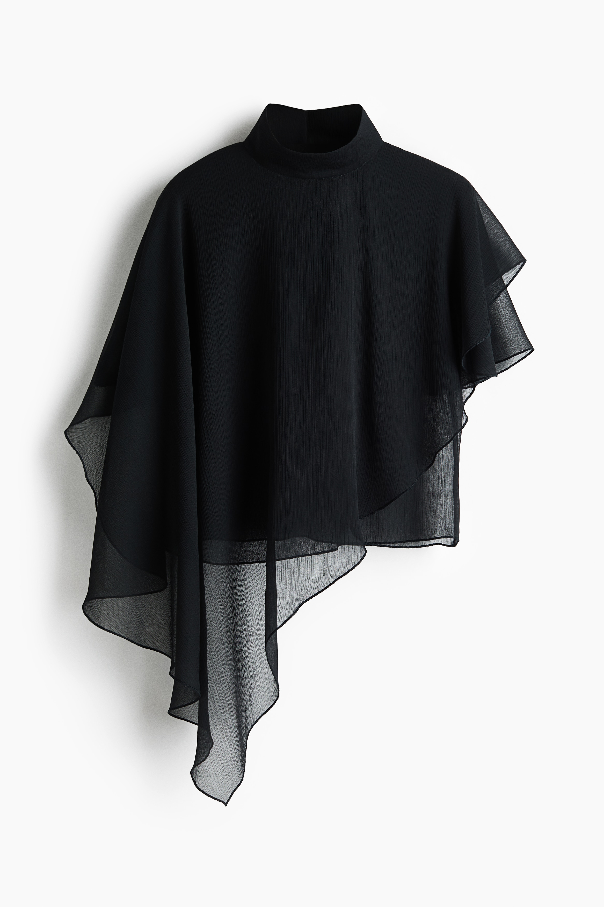 Chiffon blouse met capedetail - Zwart