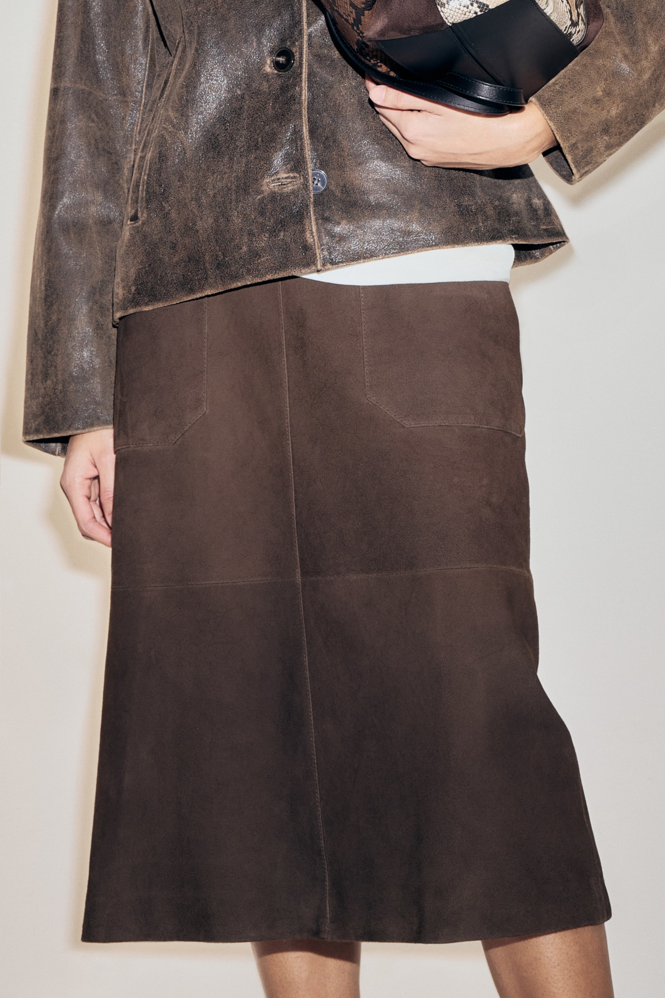 Grotere afbeelding bekijken: Suède rok - Donkerbruin - DAMES | H&M BE 2