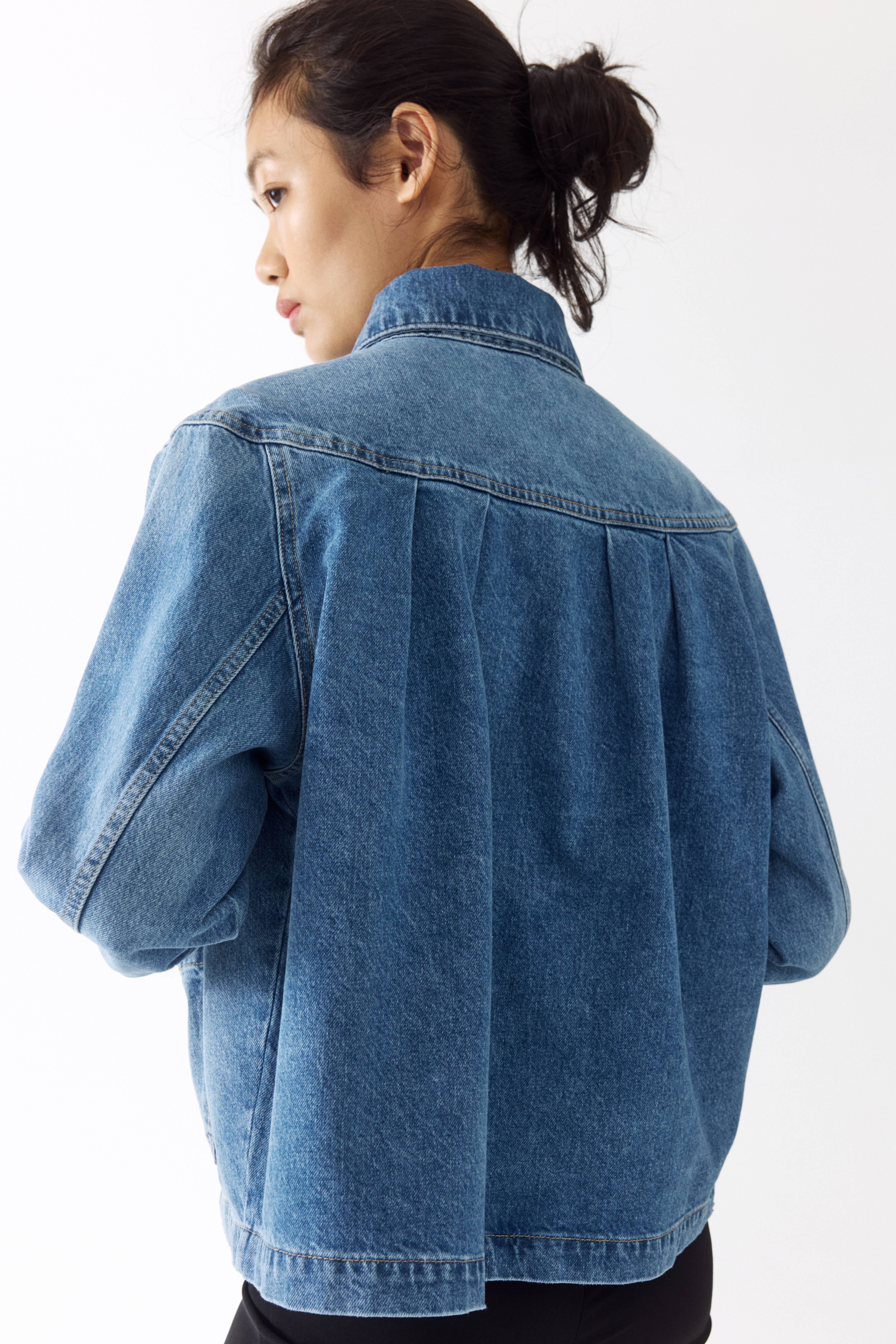 Oversized Pleated Denim Jacket