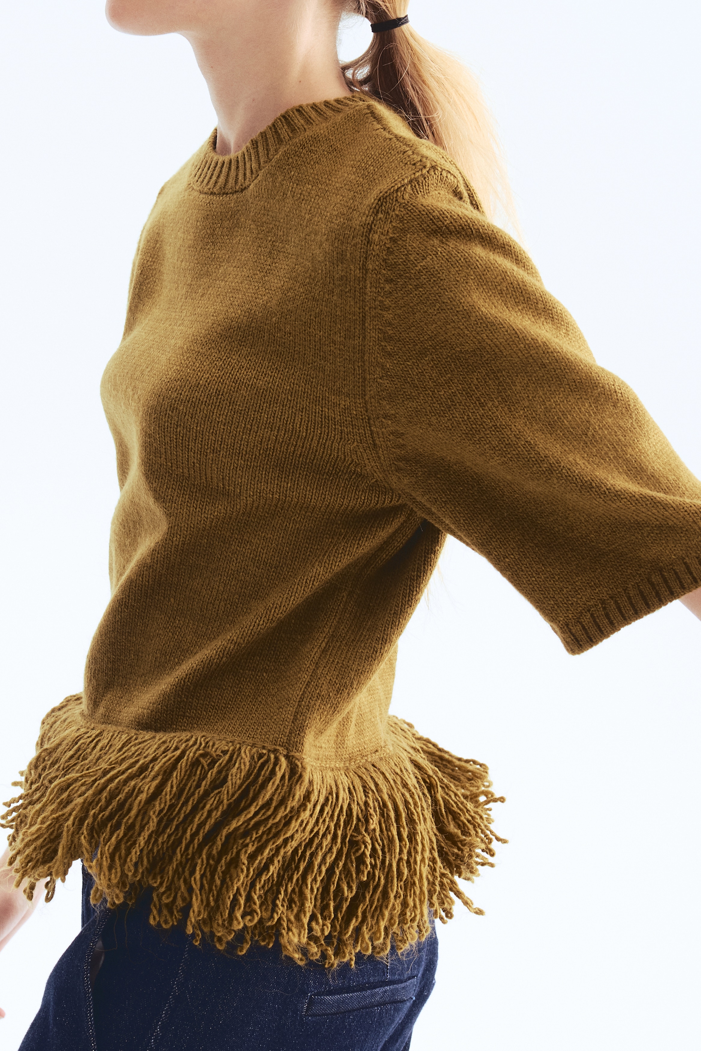 Sweater with Fringe - Olive green Sweater with Fringe - Olive green
