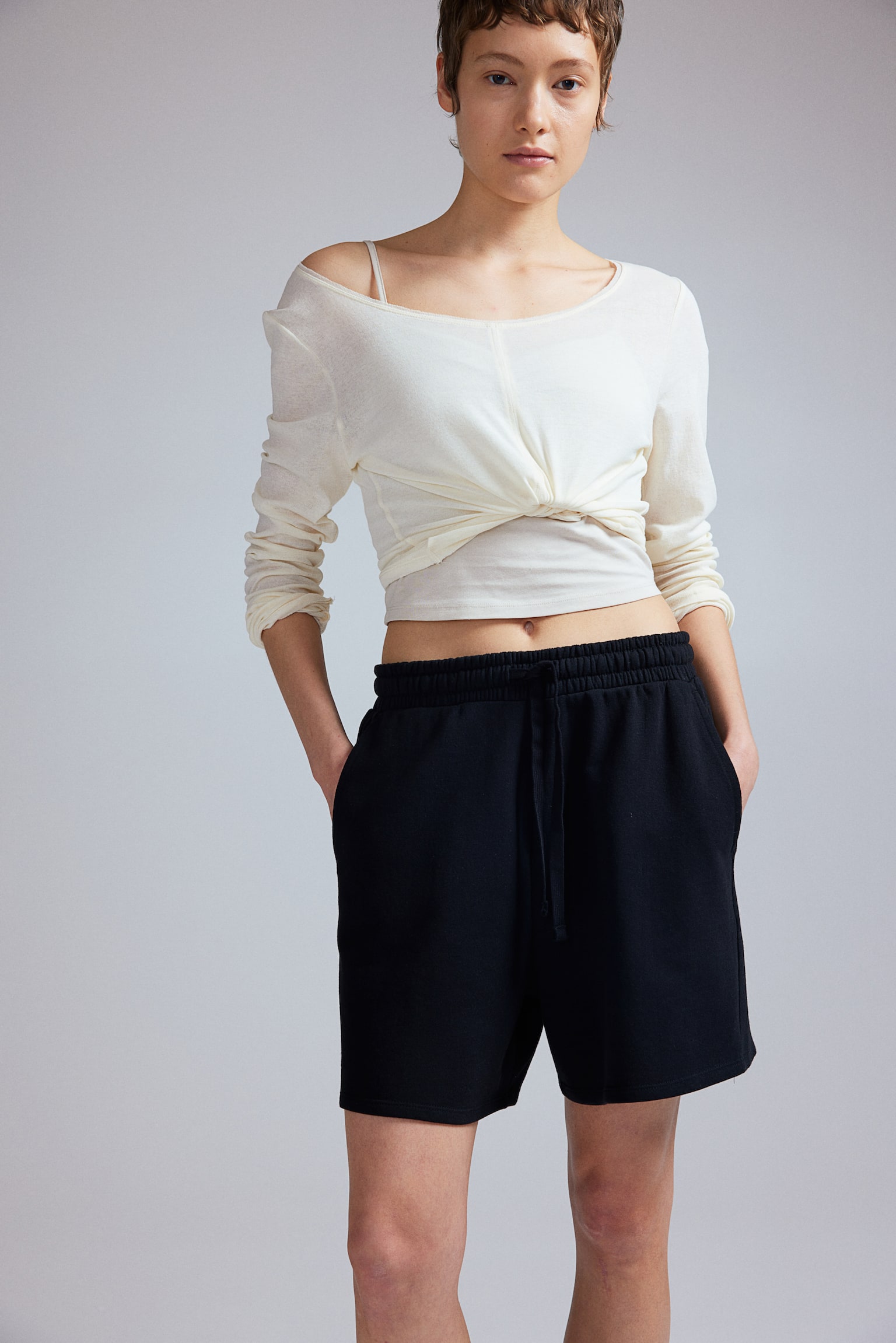 Sweatshirt shorts - Black/Light grey marl/Dark grey/Light beige/Dark blue - 3