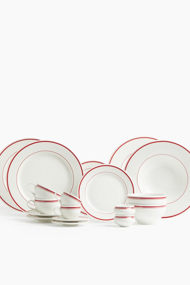 Pack de 2 tigelas pequenas em porcelana-Branco/Vermelho - 4