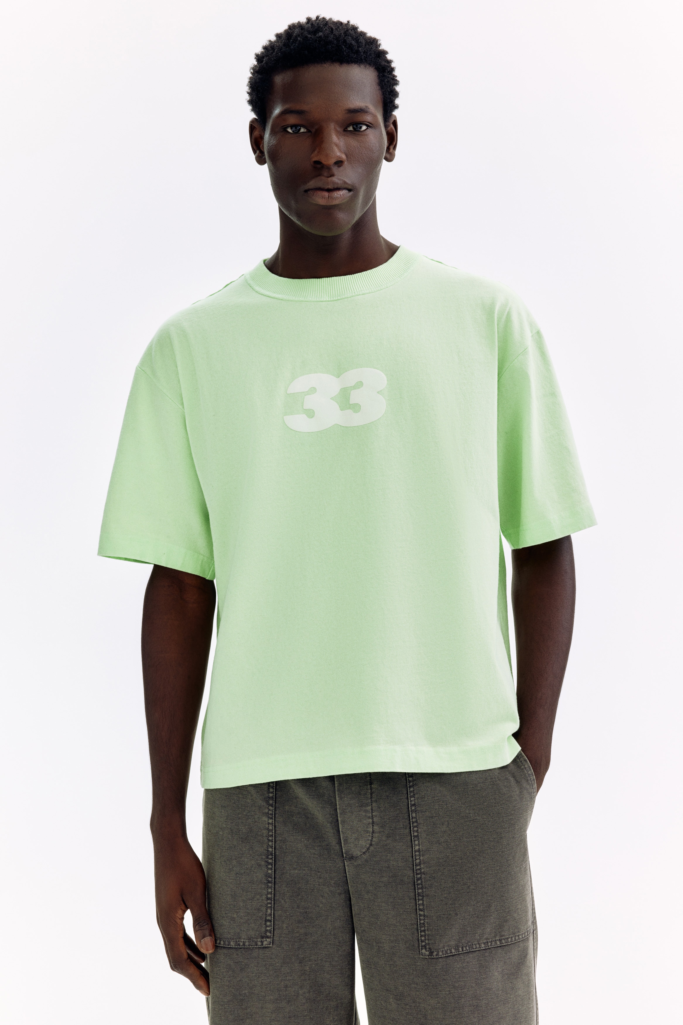 Men's Light green/33 Printed Loose-Fit T-Shirt | H&M US
