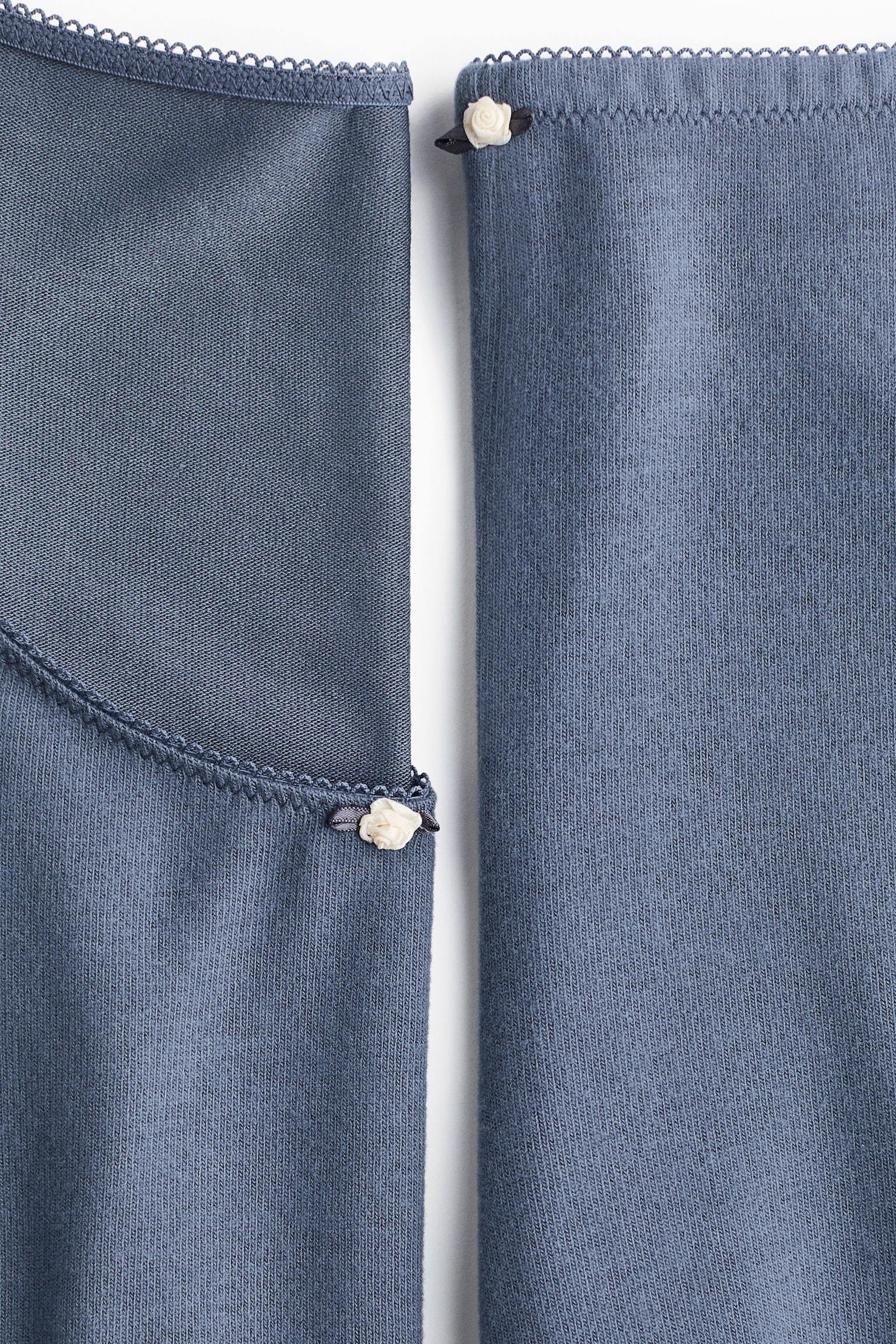 Pyžamo z česaného džerseja - Holubia modrá/Bledoružová/Krémová - 2