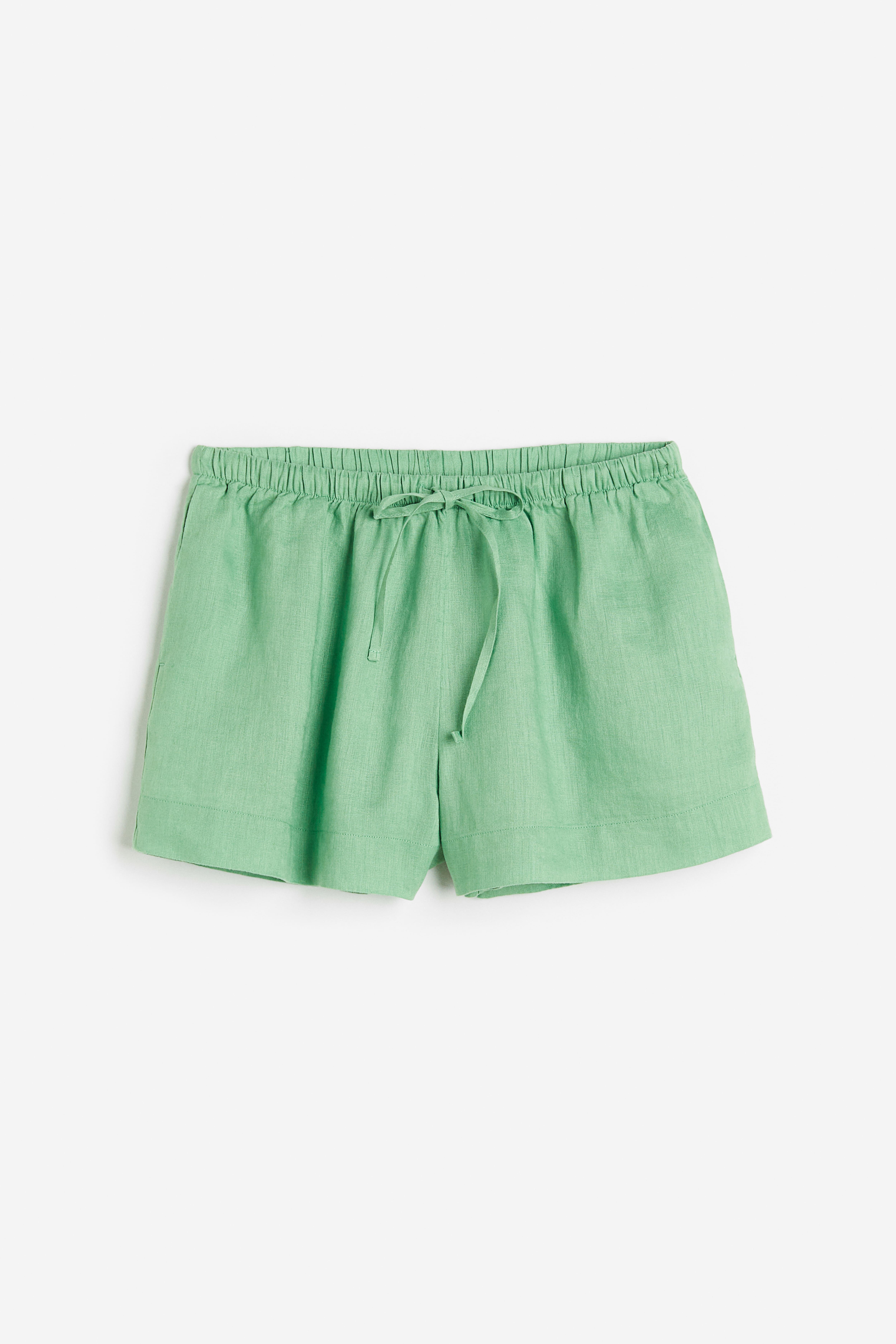 Linen Shorts Green Ladies H M CA