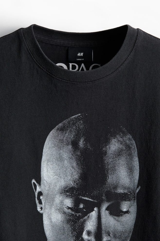 Loose Fit Printed T-shirt - Black/2Pac/Black/2Pac - 4