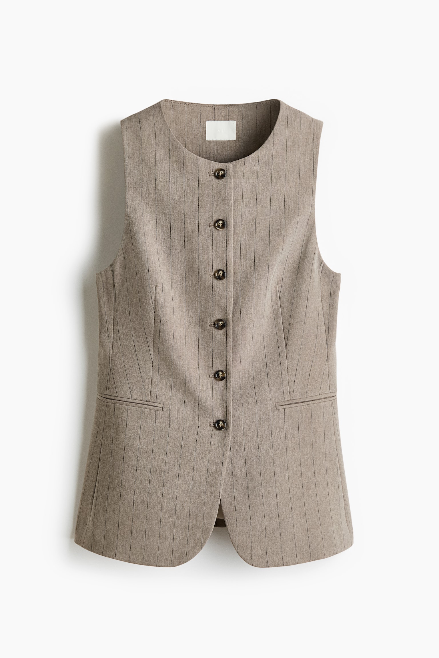 Long Vest - Taupe/pinstriped/Black/Navy blue/pinstriped/Dark brown melange