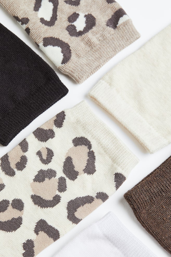 7-pack socks - Light beige/White/Black/Black/Leopard print - 3