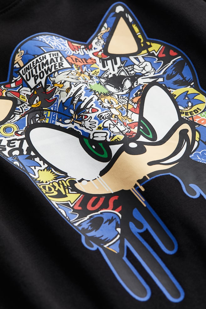 Printed cotton jersey pyjamas - Black/Sonic the Hedgehog/White/Sonic the Hedgehog/Blue/PlayStation - 2