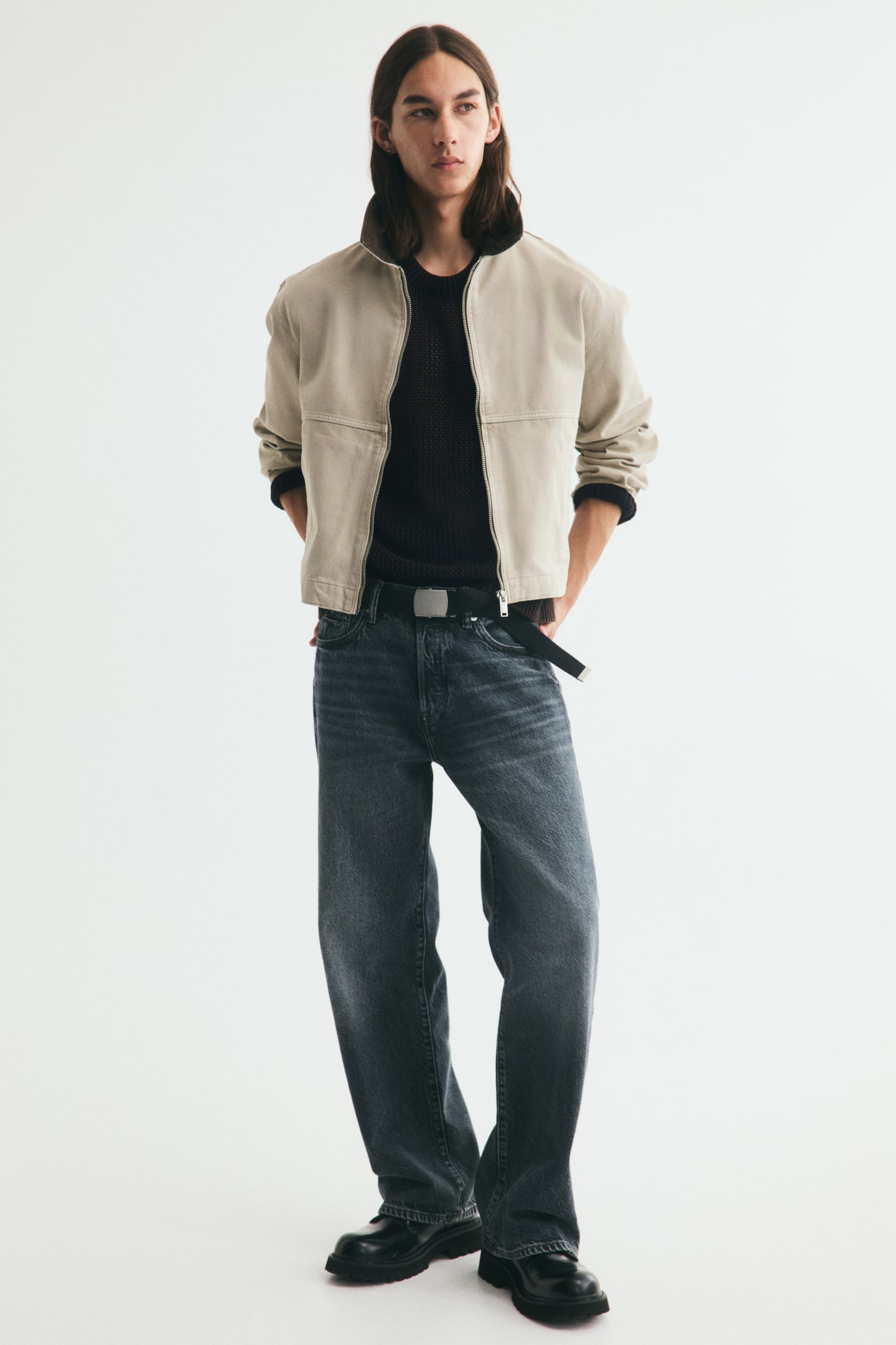 Мужской свитер H&M Loose-Fit Open-Knit Cotton, цвет: Чёрный — фото 4