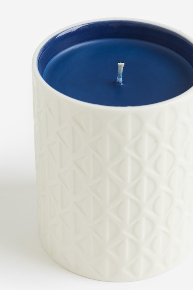 Scented candle in a ceramic holder - Dark blue/Bois de Cognac/Orange/Voile d´Orchidée - 4