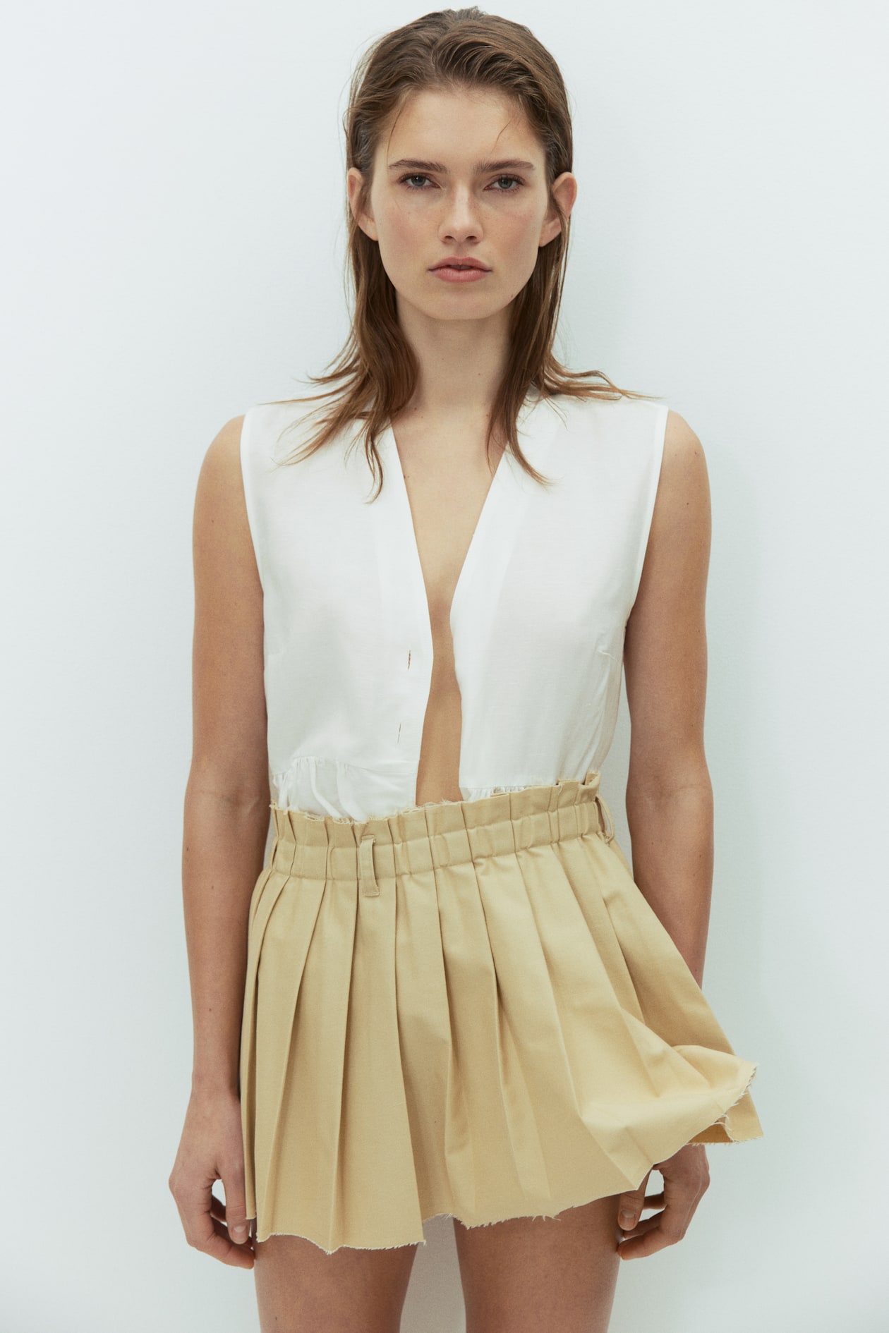 Linen-Blend Peplum Top - image 2
