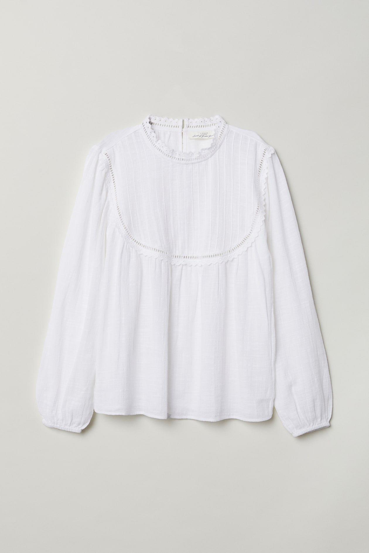 Stand-up collar cotton blouse - Long sleeve - White - Ladies | H&M GB