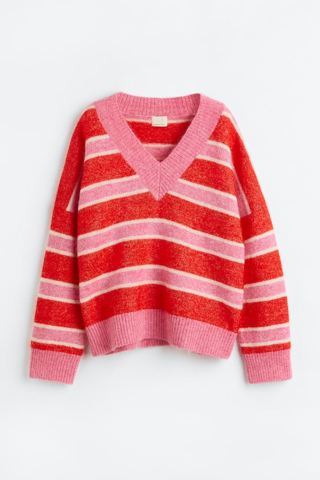 Oversized mohair-blend jumper - Pink/Striped/Light yellow - 1