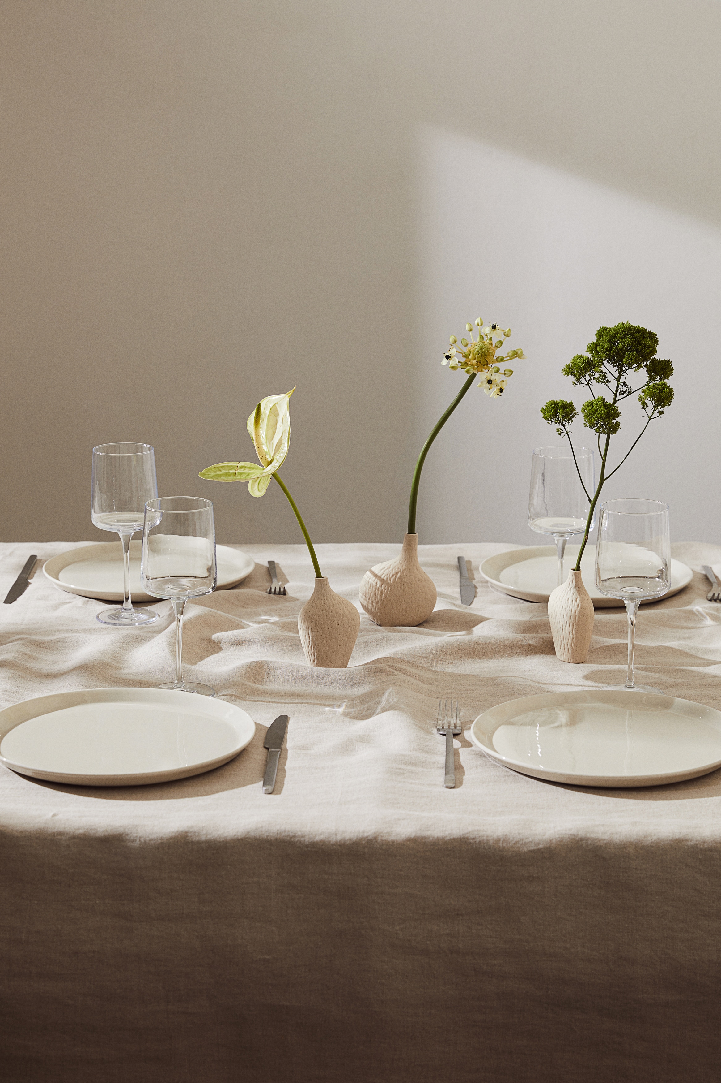 Lot de 4 grandes assiettes en grès cérame - Blanc