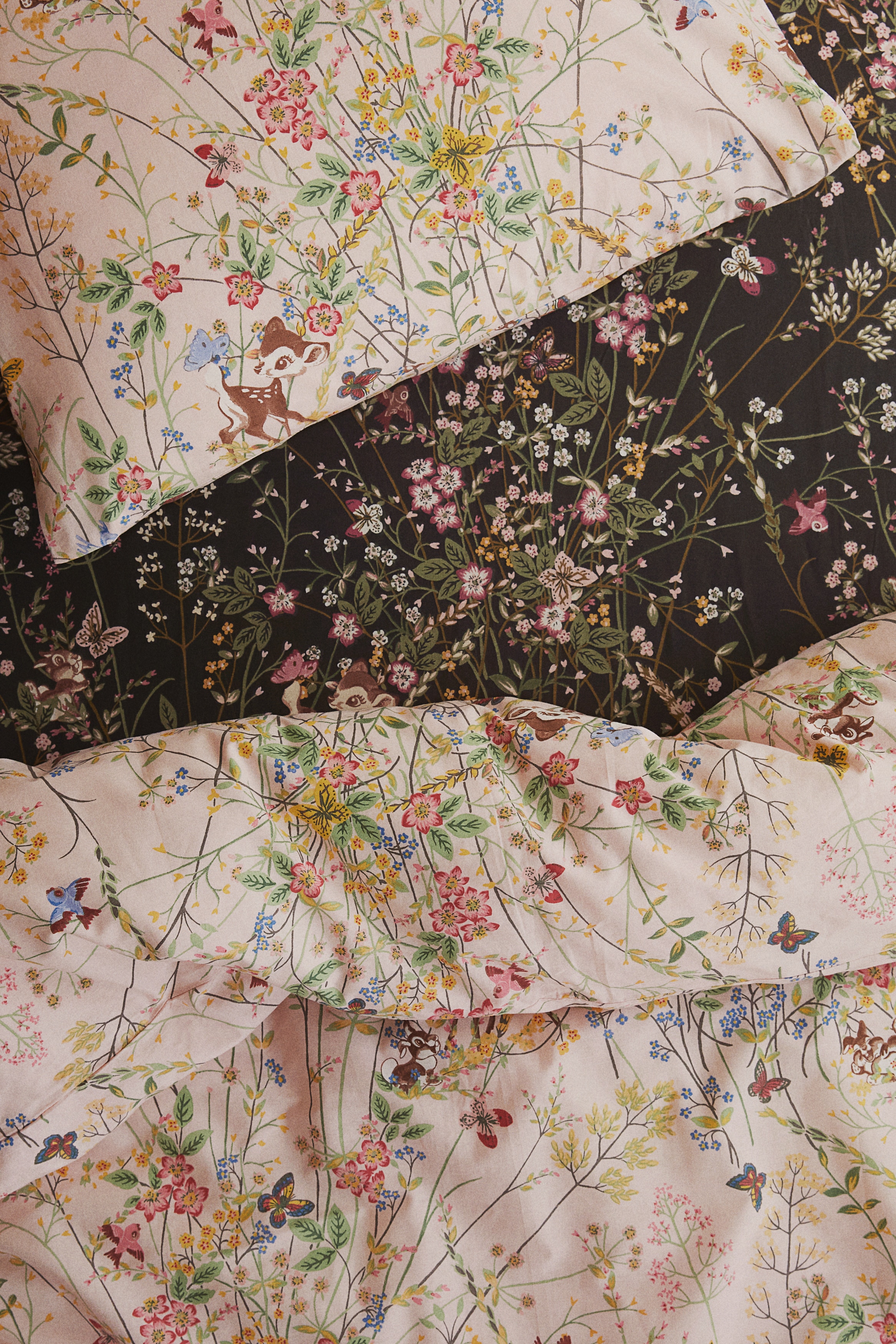 Patterned cotton fitted sheet - Brown/Bambi/Pink/Bambi/White/Bambi/Light blue/Bambi