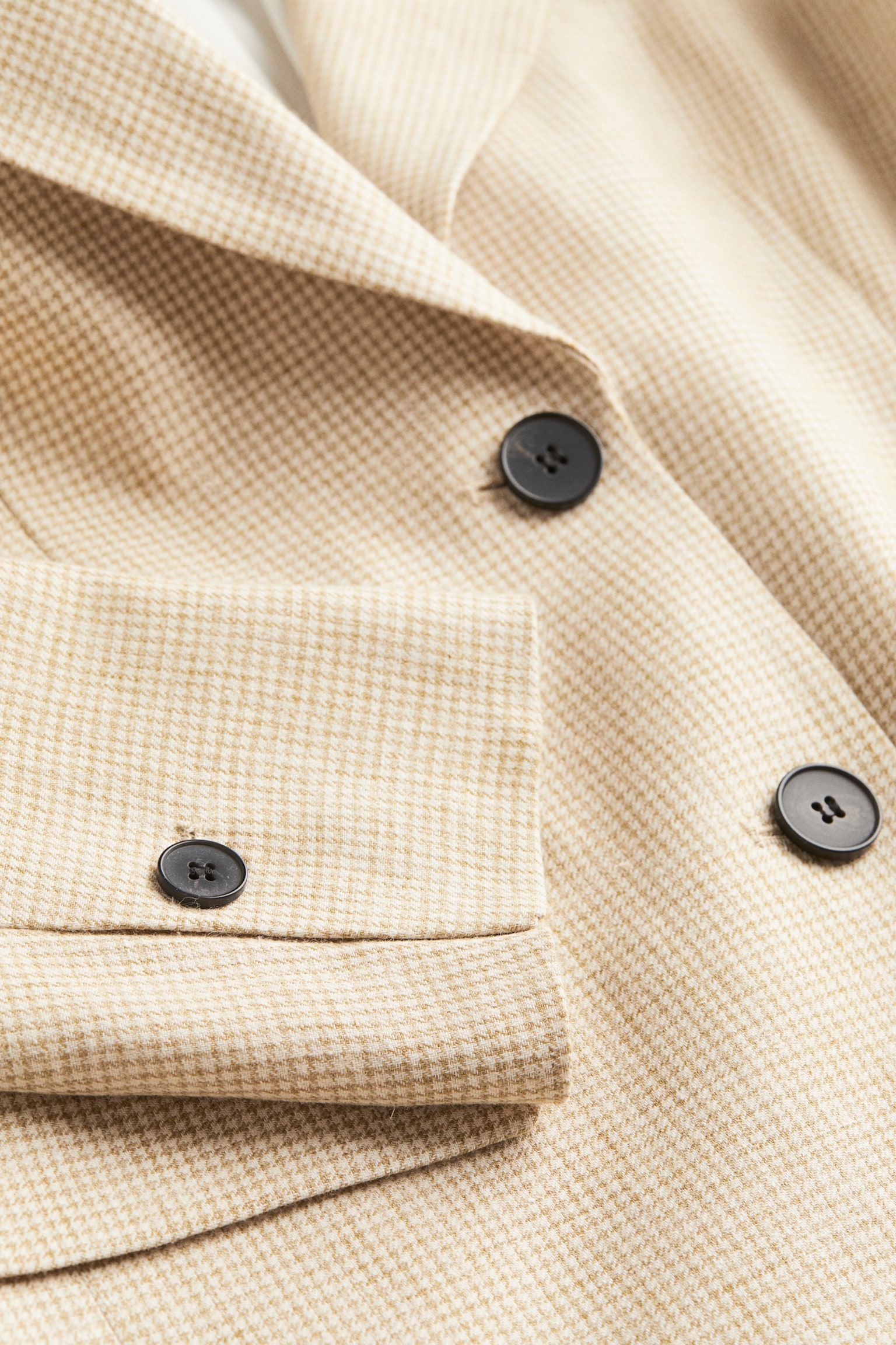 Linen-blend blazer - Beige/Checked - 2