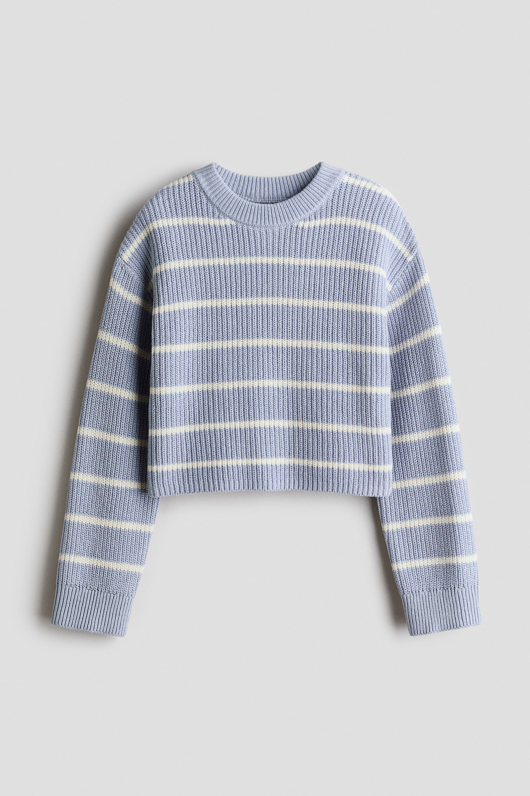 Zobrazit větší obrázek: Svetr z bavlněné směsi - Bleděmodrá/proužky - DĚTI | H&M CZ 1