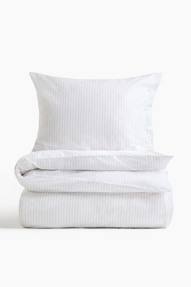 Set de funda de duvet individual - Blanco/Franjas estrechas - 1