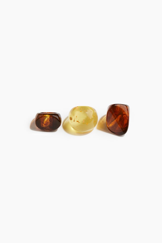 3-pack chunky rings - Brown/Marbled - 1