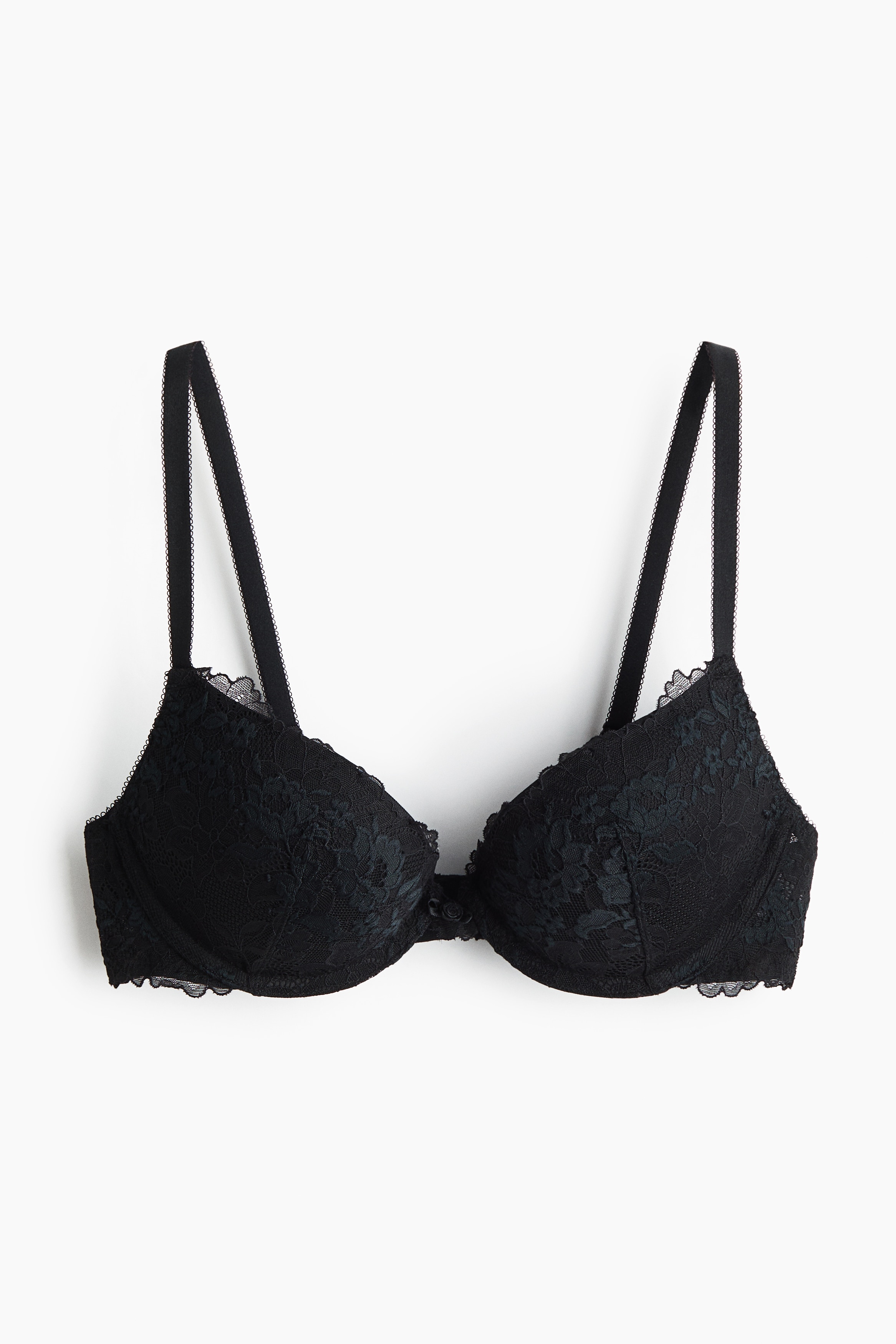 Kanten superpush-up bh - Zwart/Roomwit