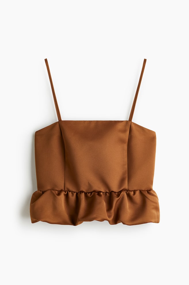 Bubble-hem strappy top - Brown/Black/Black - 1