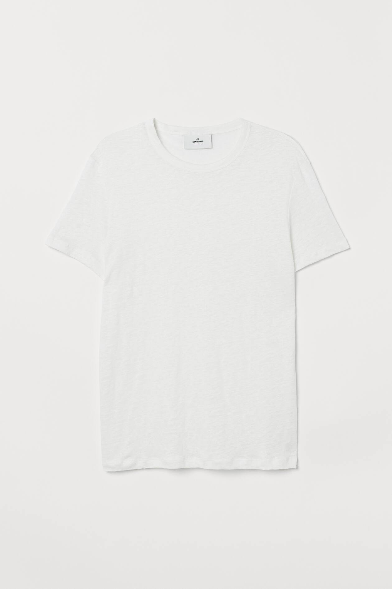 Linen Jersey T-shirt - Short sleeve - White - Men | H&M US