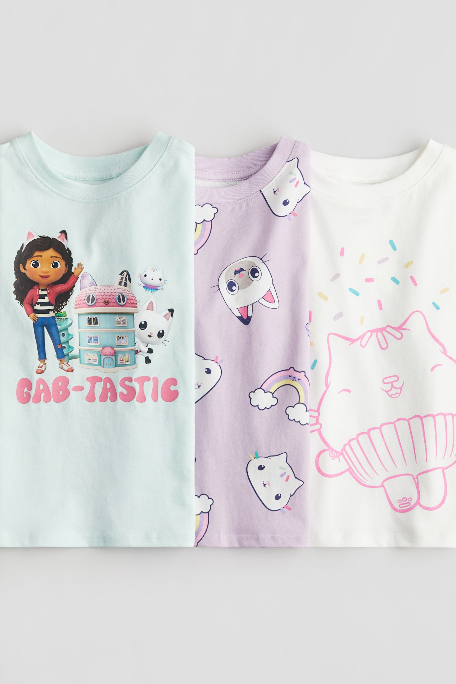 3-pack Print Jersey Tees - Light green/Gabby's Dollhouse/Light pink/Barbie/Dark grey/Squishmallows/Natural white/Minnie Mouse/Light blue/Frozen/White/Minnie Mouse/Light pink/Minnie Mouse/White/Frozen/White/SmileyWorld®/Light purple/Paw Patrol/Light pink/Minnie Mouse/Light purple/Paw Patrol/Light pink/Frozen/White/Frozen - 2