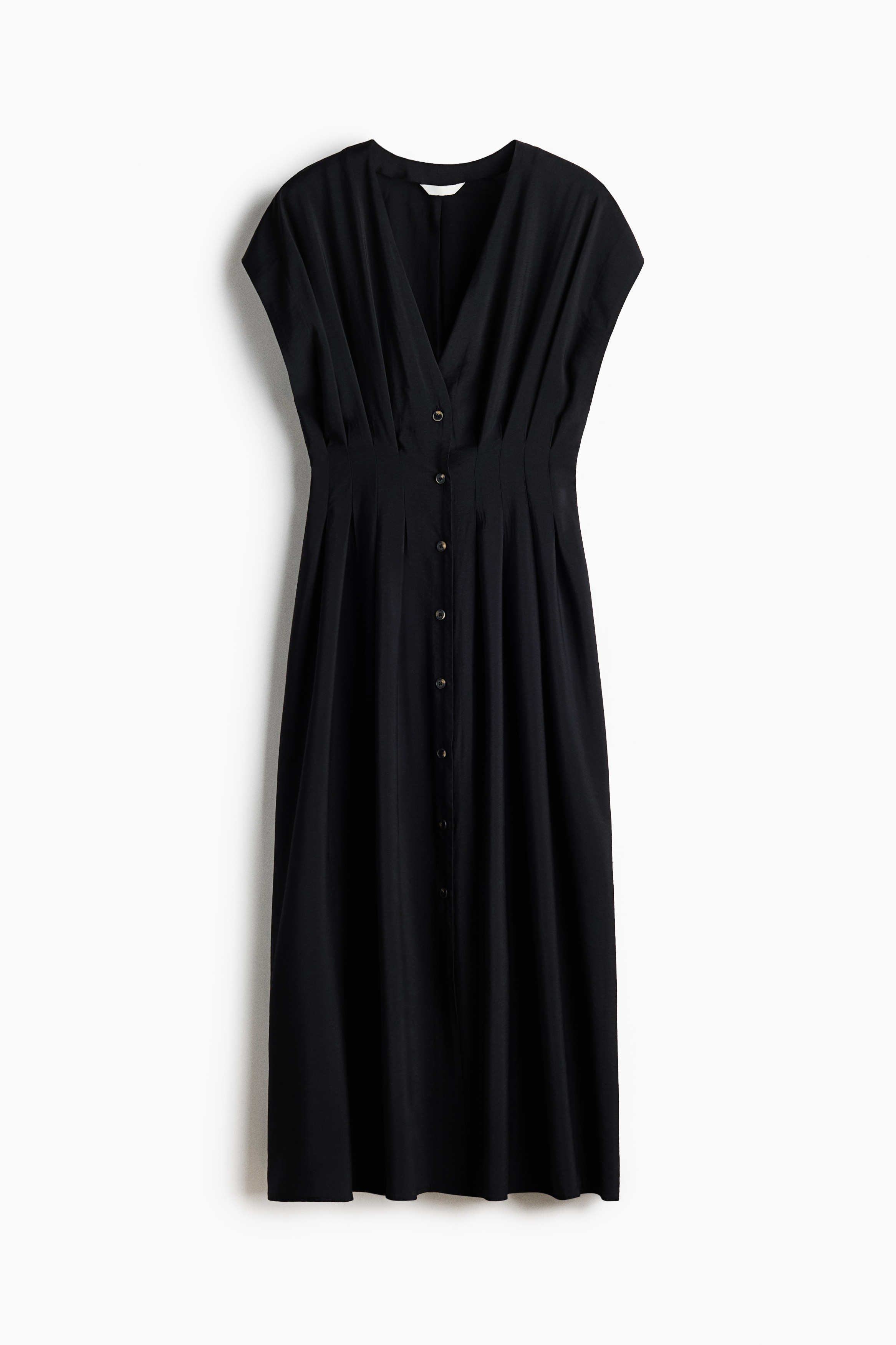 Vestido midi con botones al frente - Negro