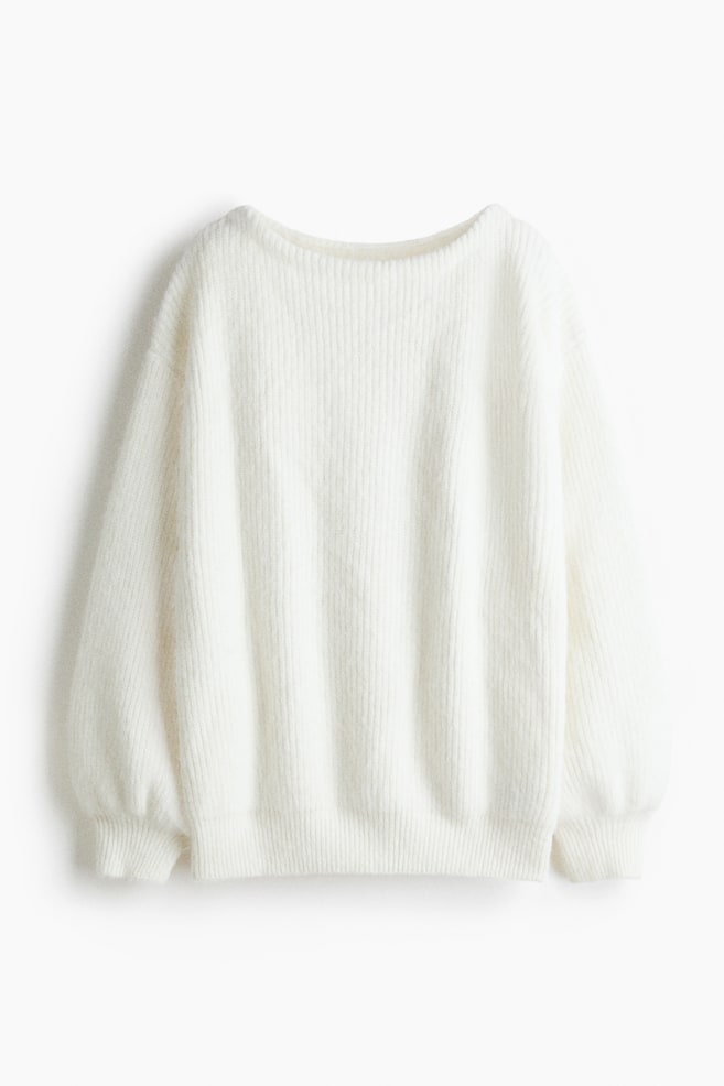 Oversized boat-neck jumper - White - 1