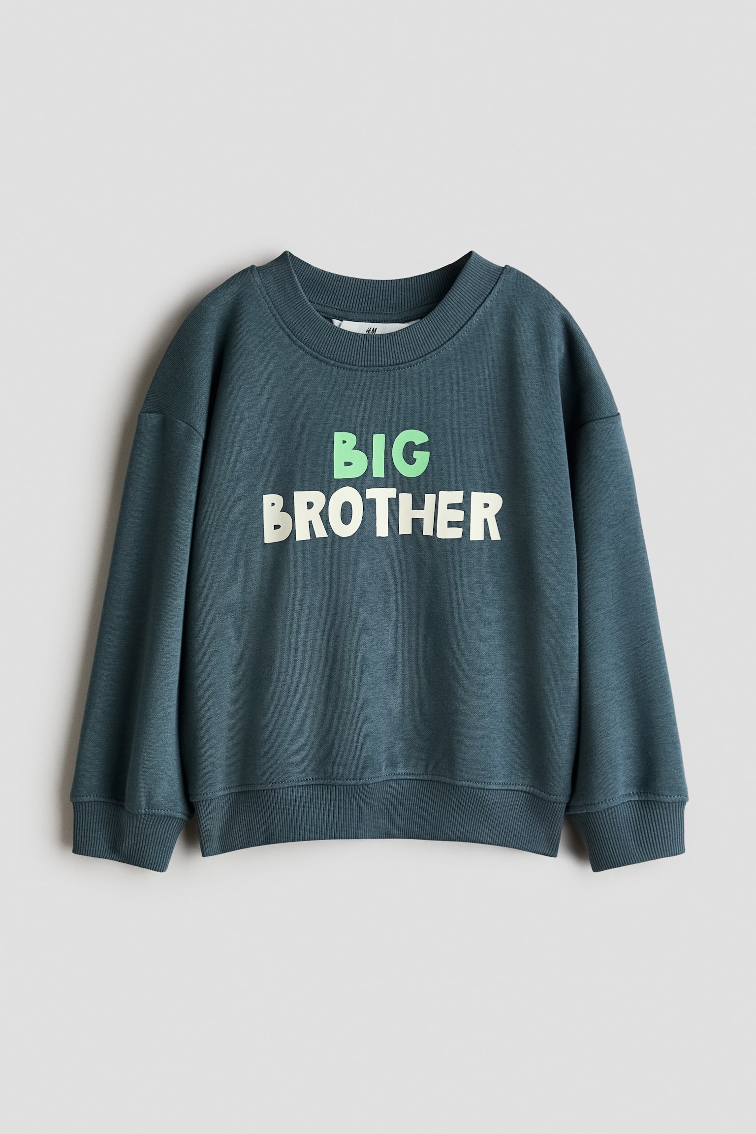 Print-motif brushed-inside sweatshirt - Dark green marl/Big Brother/Turquoise/Little Brother/Dark dusty blue/Mom/Dark red marl/Dad